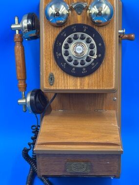 Vintage Style Wall Telephone Rotary Wood “Spirit of St. Louis” Lindbergh Decor